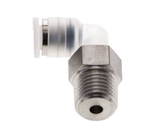 6mm x R1/4'' 90 graden L-verbinding PA/RVS Insteekfitting Buitendraad Draaibaar EPDM/PTFE