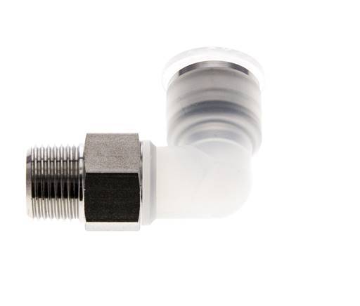 12mm x R3/8'' 90 graden L-verbinding PA/RVS Insteekfitting Buitendraad Draaibaar EPDM/PTFE