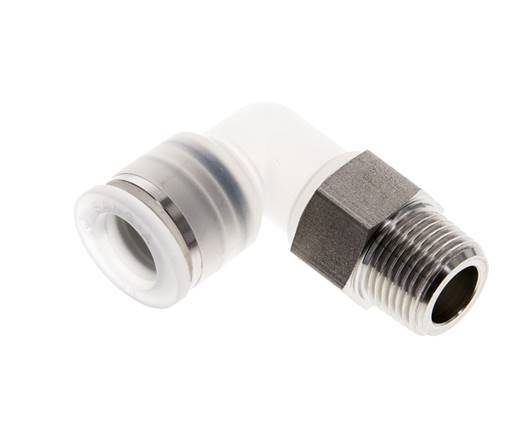 12mm x R3/8'' 90 graden L-verbinding PA/RVS Insteekfitting Buitendraad Draaibaar EPDM/PTFE