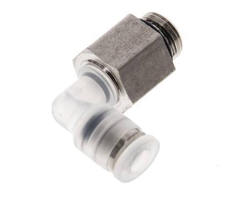 4mm x G1/8'' 90 graden L-verbinding PA/RVS Insteekfitting Buitendraad Draaibaar EPDM