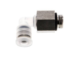 4mm x G1/8'' 90 graden L-verbinding PA/RVS Insteekfitting Buitendraad Draaibaar EPDM