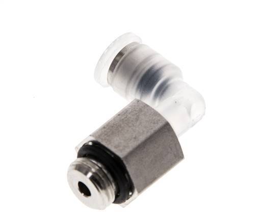4mm x G1/8'' 90 graden L-verbinding PA/RVS Insteekfitting Buitendraad Draaibaar EPDM