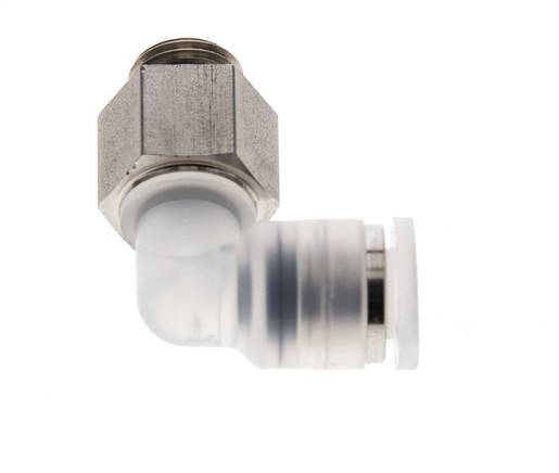 6mm x G1/8'' 90 graden L-verbinding PA/RVS Insteekfitting Buitendraad Draaibaar EPDM