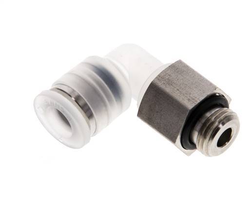 6mm x G1/8'' 90 graden L-verbinding PA/RVS Insteekfitting Buitendraad Draaibaar EPDM