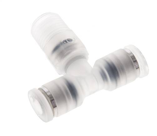 4mm x R1/8'' inline T-stuk PA Insteekfitting Buitendraad FDA Draaibaar EPDM