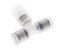 4mm x R1/8'' inline T-stuk PA Insteekfitting Buitendraad FDA Draaibaar EPDM