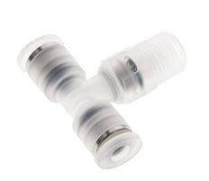 4mm x R1/8'' inline T-stuk PA Insteekfitting Buitendraad FDA Draaibaar EPDM