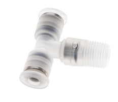 4mm x R1/8'' inline T-stuk PA Insteekfitting Buitendraad FDA Draaibaar EPDM