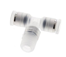 4mm x R1/8'' inline T-stuk PA Insteekfitting Buitendraad FDA Draaibaar EPDM