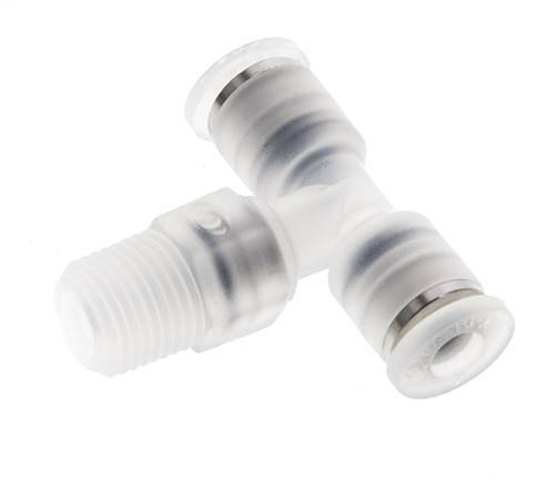 4mm x R1/8'' inline T-stuk PA Insteekfitting Buitendraad FDA Draaibaar EPDM