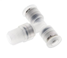 4mm x R1/8'' inline T-stuk PA Insteekfitting Buitendraad FDA Draaibaar EPDM