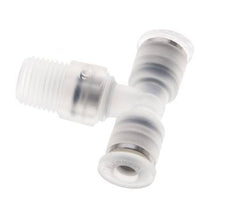 4mm x R1/8'' inline T-stuk PA Insteekfitting Buitendraad FDA Draaibaar EPDM
