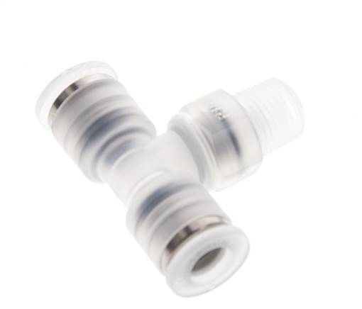 6mm x R1/8'' inline T-stuk PA Insteekfitting Buitendraad FDA Draaibaar EPDM