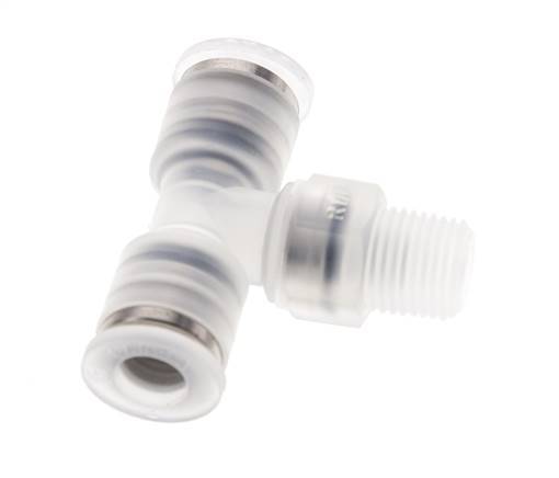6mm x R1/8'' inline T-stuk PA Insteekfitting Buitendraad FDA Draaibaar EPDM