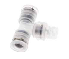 6mm x R1/8'' inline T-stuk PA Insteekfitting Buitendraad FDA Draaibaar EPDM