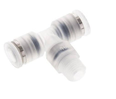6mm x R1/8'' inline T-stuk PA Insteekfitting Buitendraad FDA Draaibaar EPDM