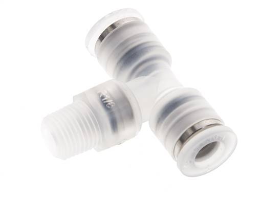 6mm x R1/8'' inline T-stuk PA Insteekfitting Buitendraad FDA Draaibaar EPDM