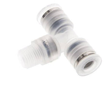 6mm x R1/8'' inline T-stuk PA Insteekfitting Buitendraad FDA Draaibaar EPDM