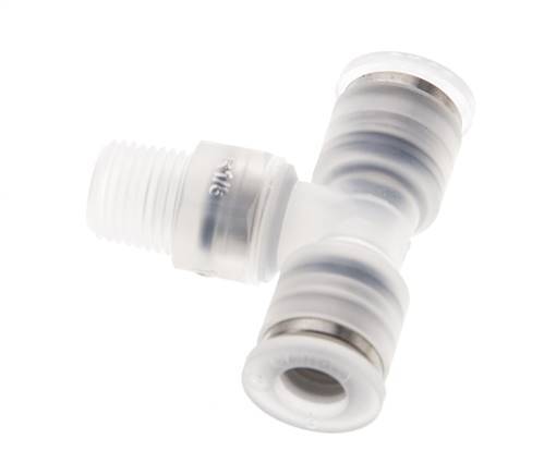 6mm x R1/8'' inline T-stuk PA Insteekfitting Buitendraad FDA Draaibaar EPDM