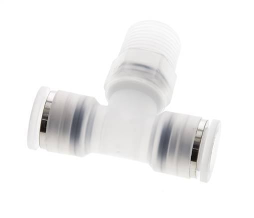 10mm x R3/8'' inline T-stuk PA Insteekfitting Buitendraad FDA Draaibaar EPDM