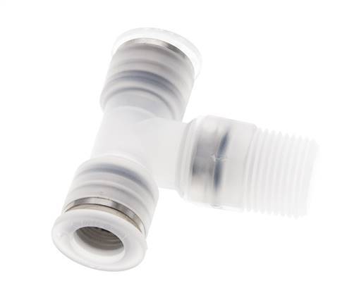 10mm x R3/8'' inline T-stuk PA Insteekfitting Buitendraad FDA Draaibaar EPDM