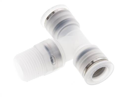 10mm x R3/8'' inline T-stuk PA Insteekfitting Buitendraad FDA Draaibaar EPDM