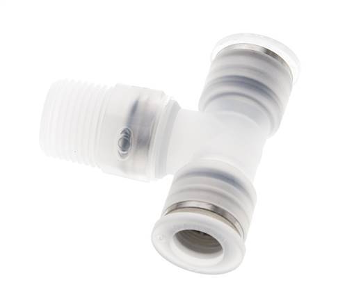 10mm x R3/8'' inline T-stuk PA Insteekfitting Buitendraad FDA Draaibaar EPDM