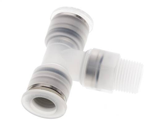 12mm x R3/8'' inline T-stuk PA Insteekfitting Buitendraad FDA Draaibaar EPDM