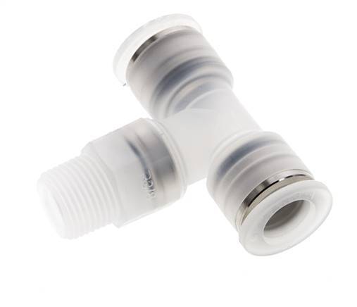 12mm x R3/8'' inline T-stuk PA Insteekfitting Buitendraad FDA Draaibaar EPDM