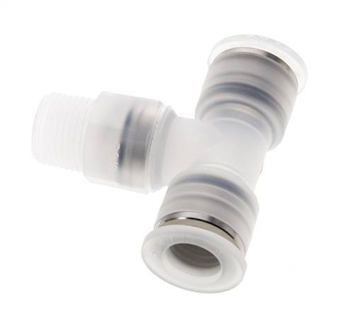 12mm x R3/8'' inline T-stuk PA Insteekfitting Buitendraad FDA Draaibaar EPDM