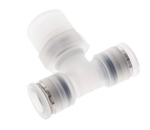10mm x R1/2'' inline T-stuk PA Insteekfitting Buitendraad FDA Draaibaar EPDM