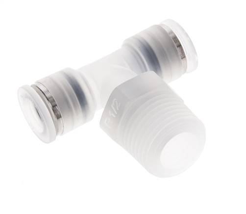 10mm x R1/2'' inline T-stuk PA Insteekfitting Buitendraad FDA Draaibaar EPDM