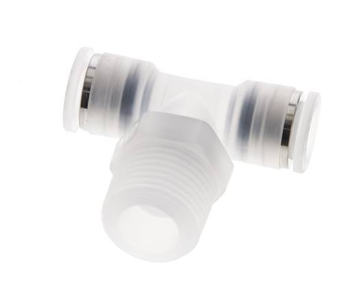 10mm x R1/2'' inline T-stuk PA Insteekfitting Buitendraad FDA Draaibaar EPDM