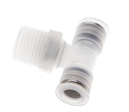 10mm x R1/2'' inline T-stuk PA Insteekfitting Buitendraad FDA Draaibaar EPDM