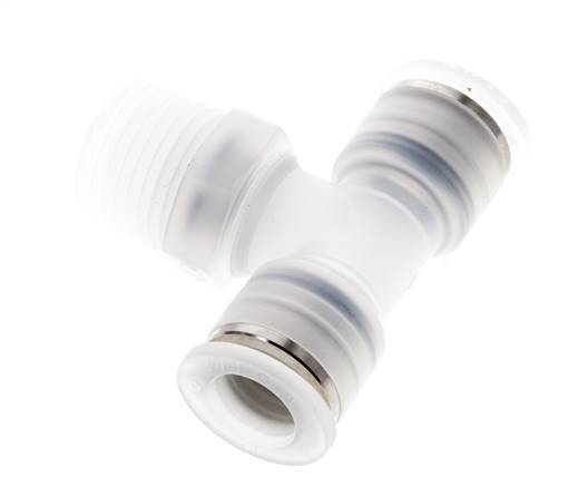 12mm x R1/2'' inline T-stuk PA Insteekfitting Buitendraad FDA Draaibaar EPDM
