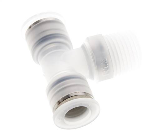 12mm x R1/2'' inline T-stuk PA Insteekfitting Buitendraad FDA Draaibaar EPDM