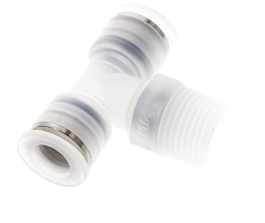 12mm x R1/2'' inline T-stuk PA Insteekfitting Buitendraad FDA Draaibaar EPDM