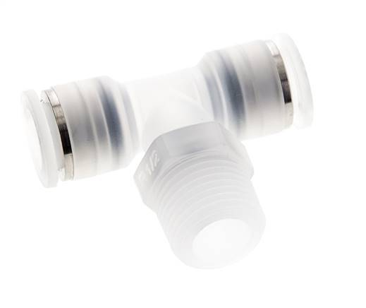 12mm x R1/2'' inline T-stuk PA Insteekfitting Buitendraad FDA Draaibaar EPDM
