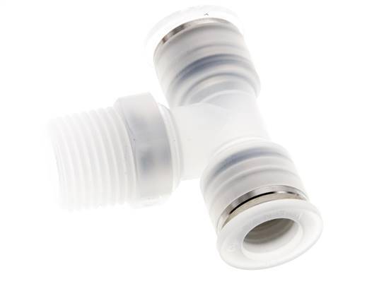 12mm x R1/2'' inline T-stuk PA Insteekfitting Buitendraad FDA Draaibaar EPDM