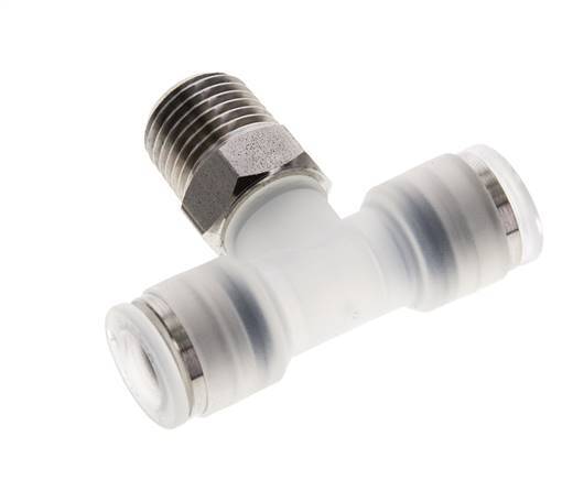 8mm x R1/4'' inline T-stuk PA/RVS Insteekfitting Buitendraad FDA Draaibaar EPDM