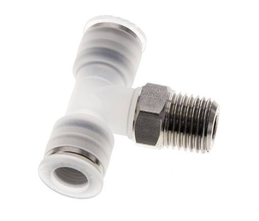 8mm x R1/4'' inline T-stuk PA/RVS Insteekfitting Buitendraad FDA Draaibaar EPDM
