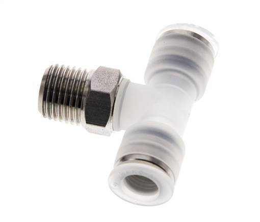 8mm x R1/4'' inline T-stuk PA/RVS Insteekfitting Buitendraad FDA Draaibaar EPDM