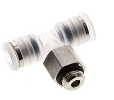 6mm x G1/8'' Inline Tee Push-in Fitting with Male Threads PA/Stainless Steel EPDM FDA Rotatable