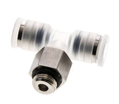 6mm x G1/8'' Inline Tee Push-in Fitting with Male Threads PA/Stainless Steel EPDM FDA Rotatable