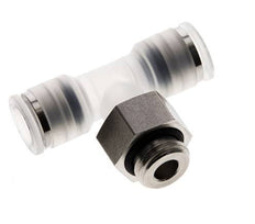 8mm x G1/4'' inline T-stuk PA/RVS Insteekfitting Buitendraad FDA Draaibaar EPDM