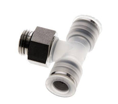 8mm x G1/4'' inline T-stuk PA/RVS Insteekfitting Buitendraad FDA Draaibaar EPDM