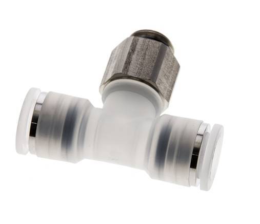 10mm x G1/4'' inline T-stuk PA/RVS Insteekfitting Buitendraad FDA Draaibaar EPDM