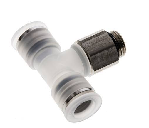 10mm x G1/4'' inline T-stuk PA/RVS Insteekfitting Buitendraad FDA Draaibaar EPDM