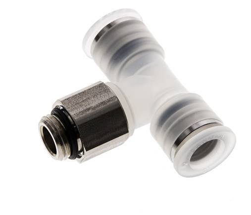 10mm x G1/4'' inline T-stuk PA/RVS Insteekfitting Buitendraad FDA Draaibaar EPDM