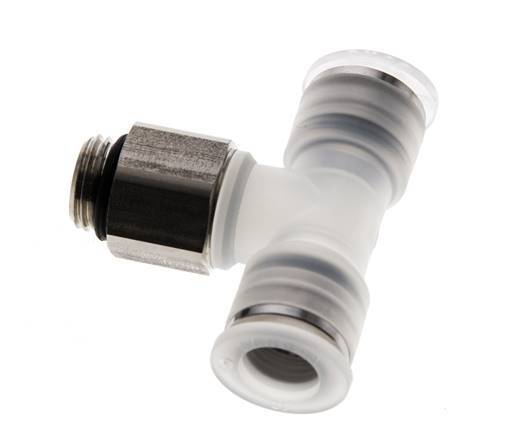 10mm x G1/4'' inline T-stuk PA/RVS Insteekfitting Buitendraad FDA Draaibaar EPDM